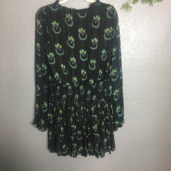 Free People Ruffle Neck Chiffon Dress Sz M - Picture 4 of 5
